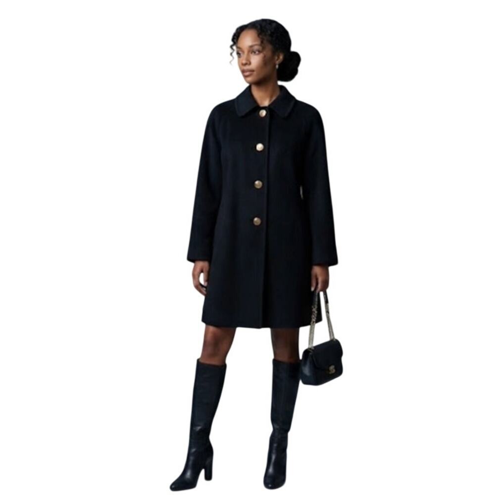 Vtg Marvin Richards Black thigh length Cashmere Coat Medium